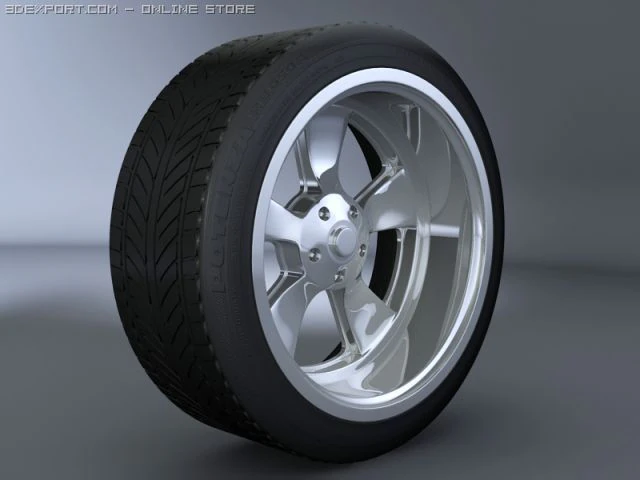 5 spoke alloy wheel 3D Model .c4d .max .obj .3ds .fbx .stl .blend 