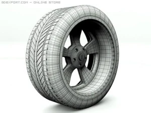 5 spoke alloy wheel 3D Model