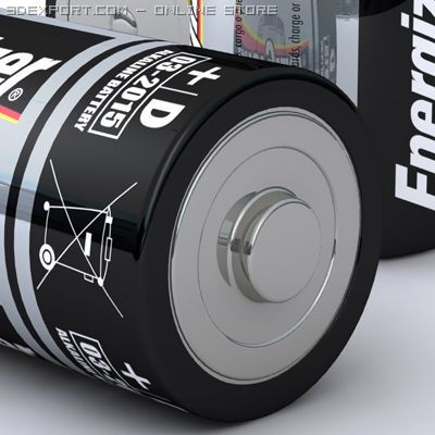 energizer d battery 3D Модель .c4d .max .obj .3ds .fbx .stl .blend 
