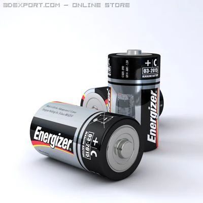 energizer c battery 3D Model .c4d .max .obj .3ds .fbx .stl .blend