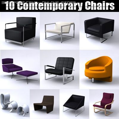 10 contemporary armchairs collection 3D Модель .c4d .max .obj .3ds .fbx .stl .blend