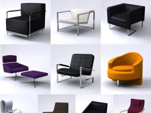 10 contemporary armchairs collection 3D Model