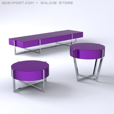 set of 3 spider tables 3D 模型 .c4d .max .obj .3ds .fbx .stl .blend 