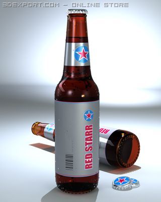 unbranded beer bottle 3D Model .c4d .max .obj .3ds .fbx .stl .blend 