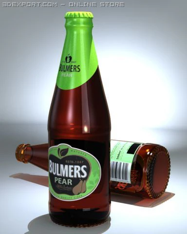 bulmers pear cider bottle 3D Model .c4d .max .obj .3ds .fbx .stl .blend