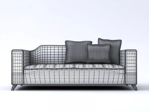 baroque two seater italian sofa 3D Model