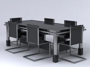 6 पीस समसामयिक डाइनिंग फर्नीचर 3D मॉडल