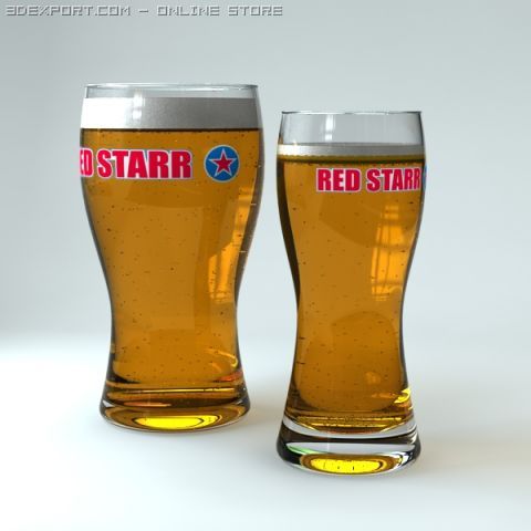 unbranded beer glasses 3D Model .c4d .max .obj .3ds .fbx .stl .blend 