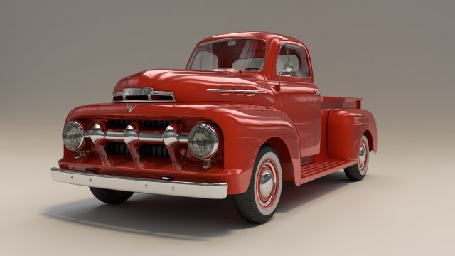 1951 ford f1 pickup truck 3D Model .c4d .max .obj .3ds .fbx .stl .blend 