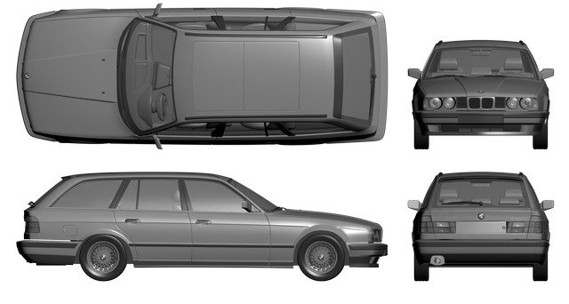 bmw e34 touring 3D Модель .c4d .max .obj .3ds .fbx .stl .blend