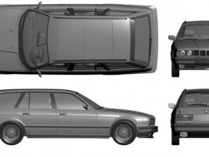 бмв е34 универсал 3D Модель