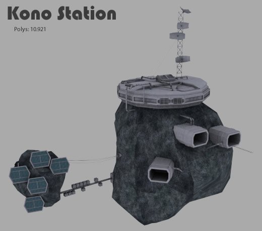 kono asteroid station 3D Model .c4d .max .obj .3ds .fbx .stl .blend 