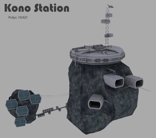 kono asteroid station 3D Model .c4d .max .obj .3ds .fbx .stl .blend 