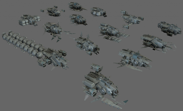 modular ships collection 3D Model .c4d .max .obj .3ds .fbx .stl .blend 