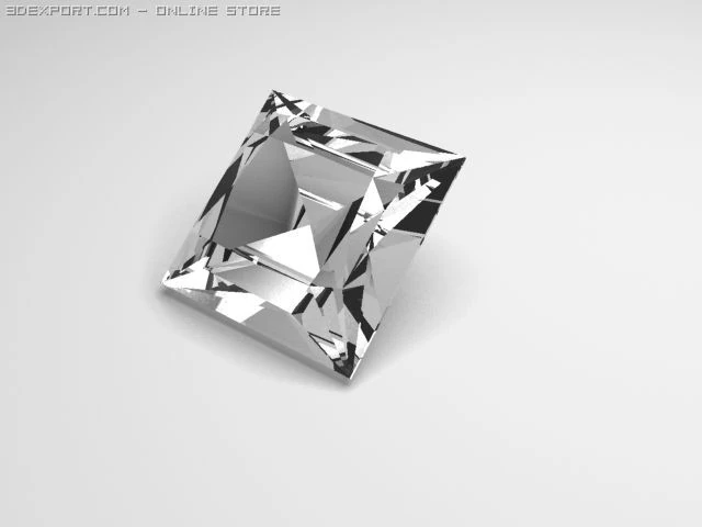 princess cut diamond 3D Model .c4d .max .obj .3ds .fbx .stl .blend 