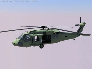 mh60j 블랙 호크 전체 인테리어 및 유리 조종석 a 3D 모델