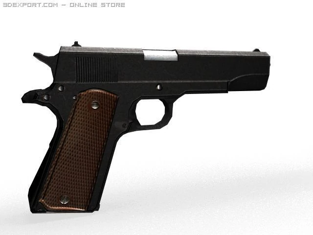 colt 1911 low poly 3D Model .c4d .max .obj .3ds .fbx .stl .blend 