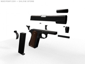 colt 1911 low poly 3Dモデル