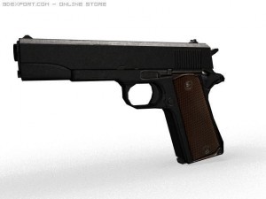 colt 1911 low poly 3Dモデル