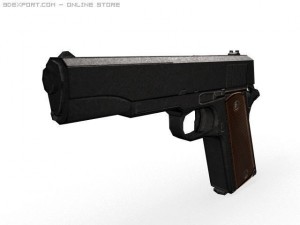 colt 1911 low poly 3Dモデル