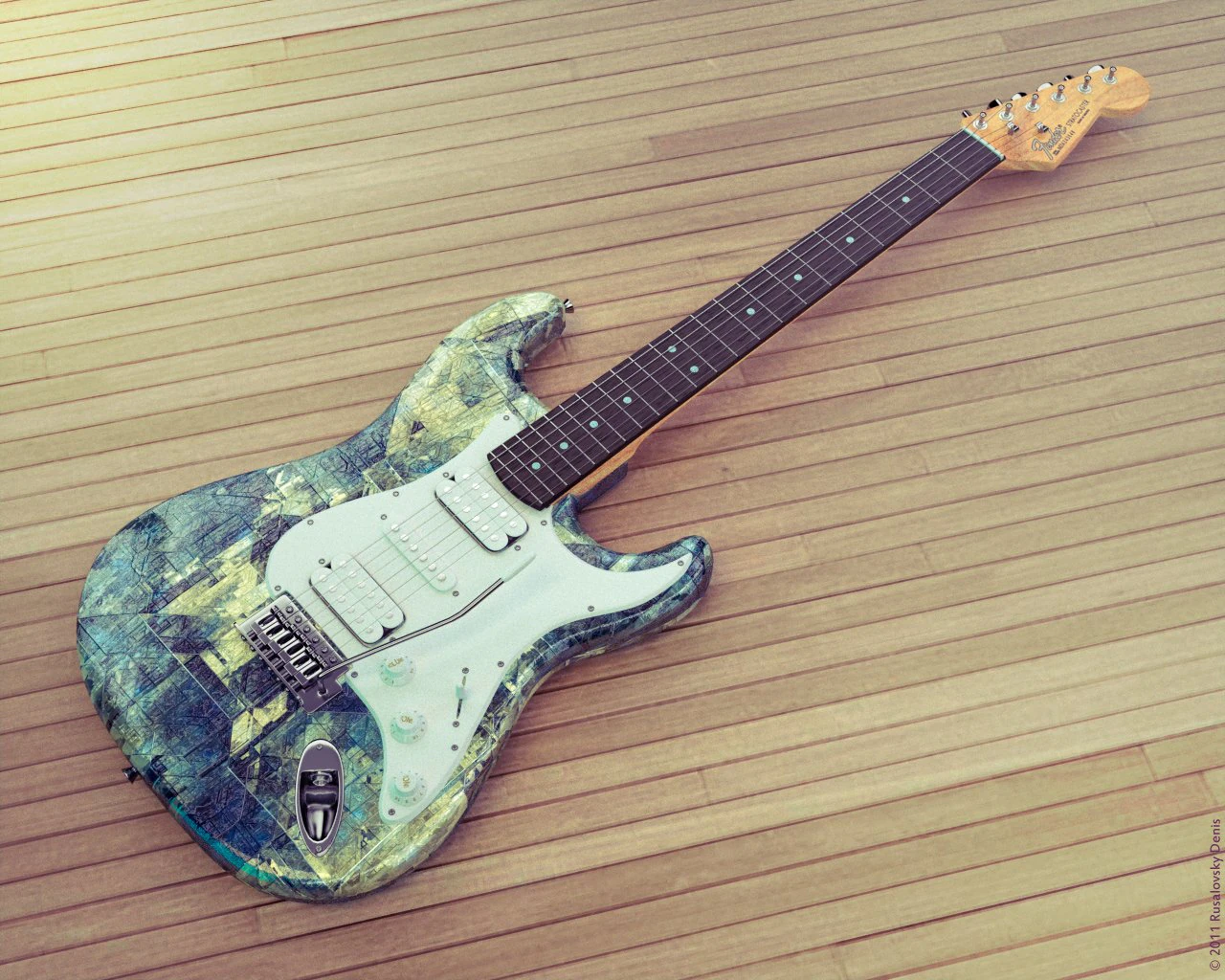 Stratocaster-Gitarre 3D Modell .c4d .max .obj .3ds .fbx .stl .blend 