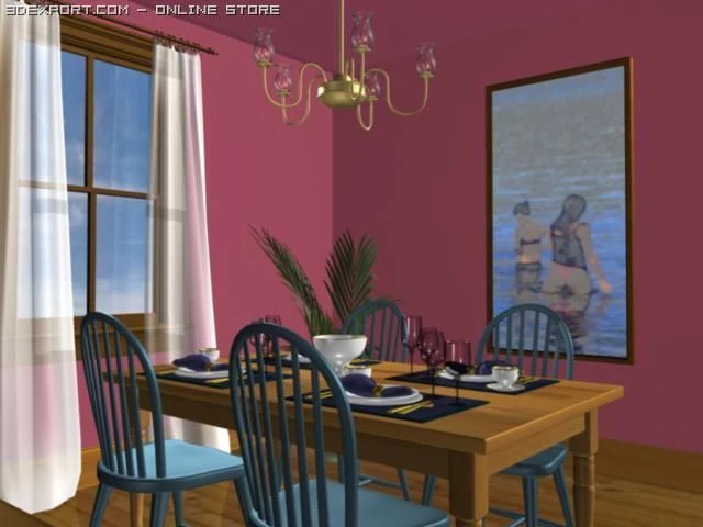 dining room 3D Model .c4d .max .obj .3ds .fbx .stl .blend 