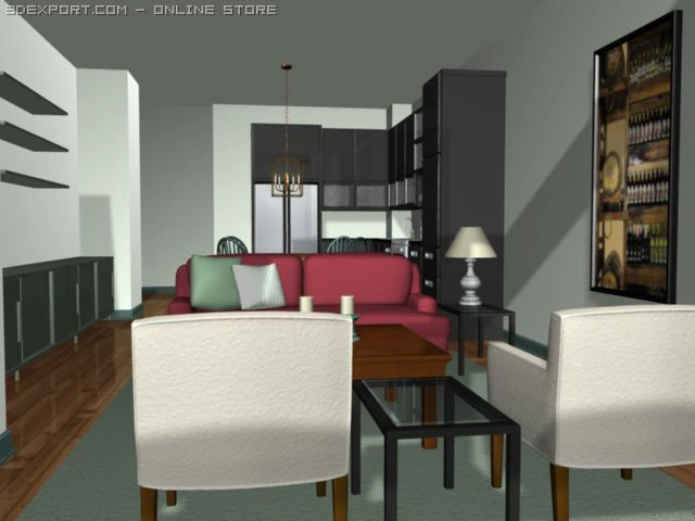 apartment interior 3D Model .c4d .max .obj .3ds .fbx .stl .blend