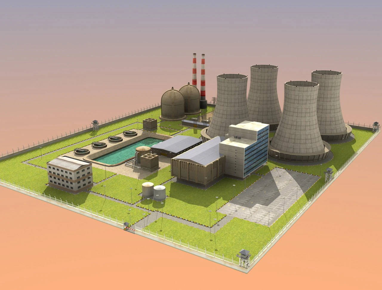 nuclear powerplant 3D Model .c4d .max .obj .3ds .fbx .stl .blend 