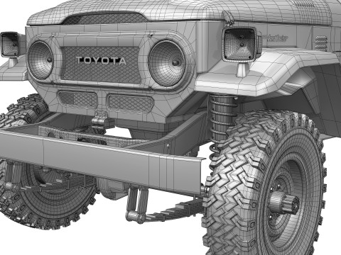 Toyota Land Cruiser FJ45 Pickup 1978 Modello 3D