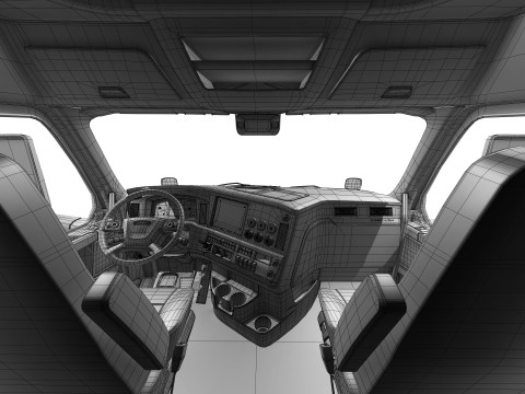 Freightliner Cascadia 2017 - Present HQ Interior 3D Model