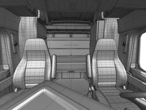 Freightliner Cascadia 2017 - Present HQ Interior 3D Model