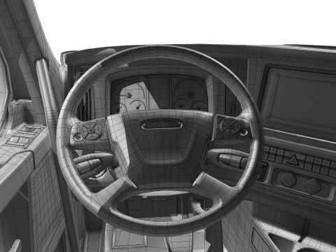 Freightliner Cascadia 2017 - Present HQ Interior 3D Model