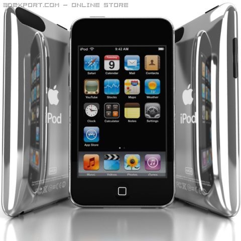 ipod touch 3Dモデル .c4d .max .obj .3ds .fbx .stl .blend 