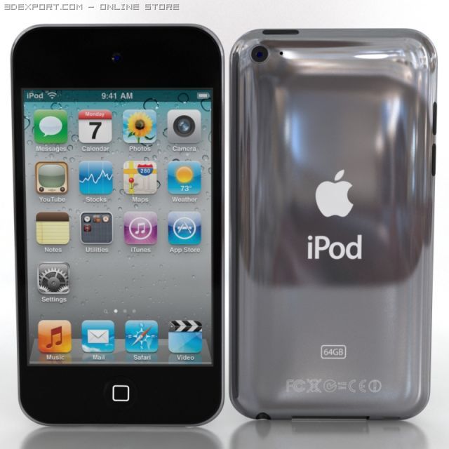 ipod touch 4g 3D 모델 .c4d .max .obj .3ds .fbx .stl .blend 