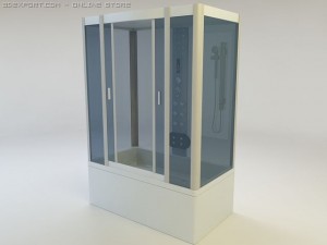 shower cabin golden fish Model 3D