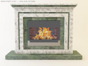classic marble fireplace Model 3D