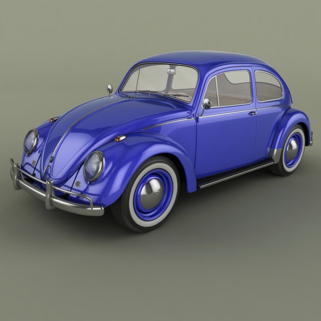 volkswagen beetle 1958 3D Model .c4d .max .obj .3ds .fbx .lwo .lw .lws