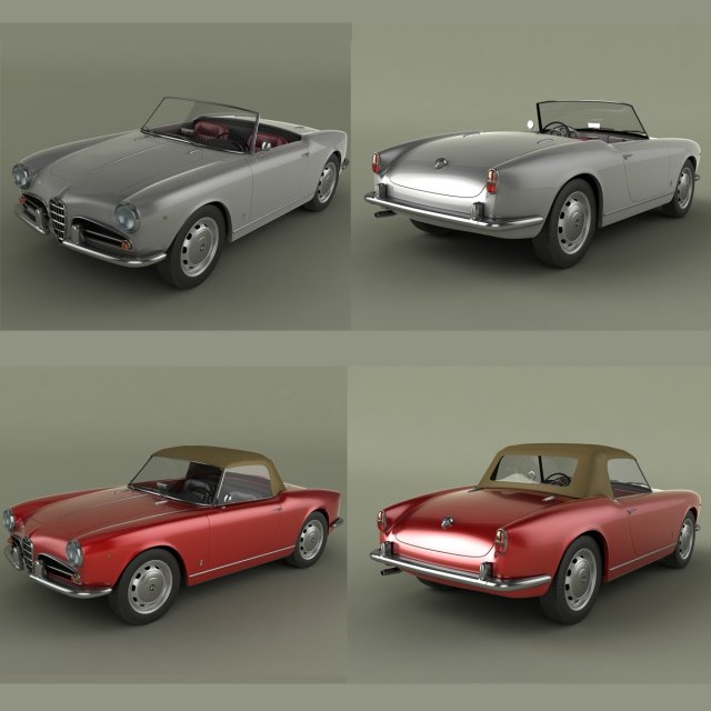 alfa romeo giulietta spider 1959 Model 3D .c4d .max .obj .3ds .fbx .stl .blend