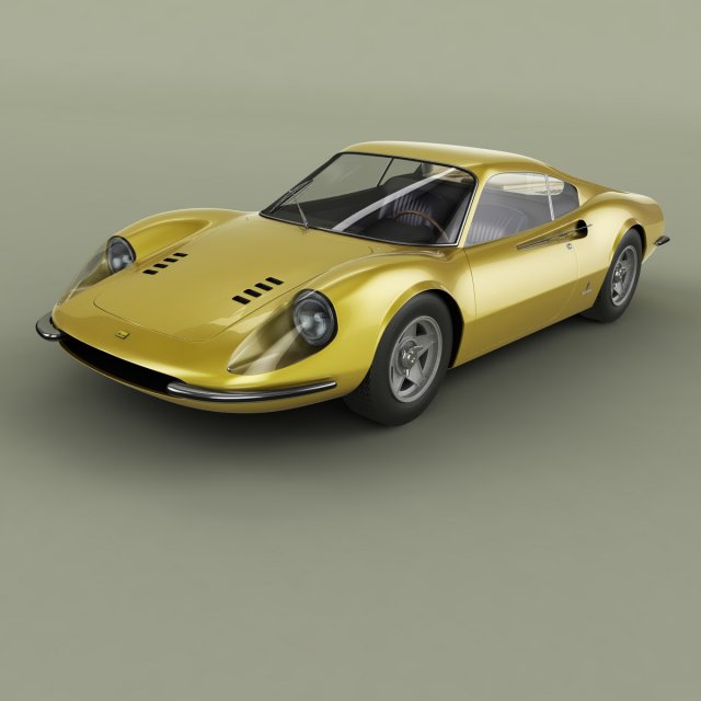 dino ferrari 206gt prototipo 1 3D Модель .c4d .max .obj .3ds .fbx .stl .blend 