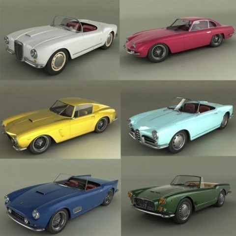 italian classic cars collection pt1 3D Model .c4d .max .obj .3ds .fbx .stl .blend 
