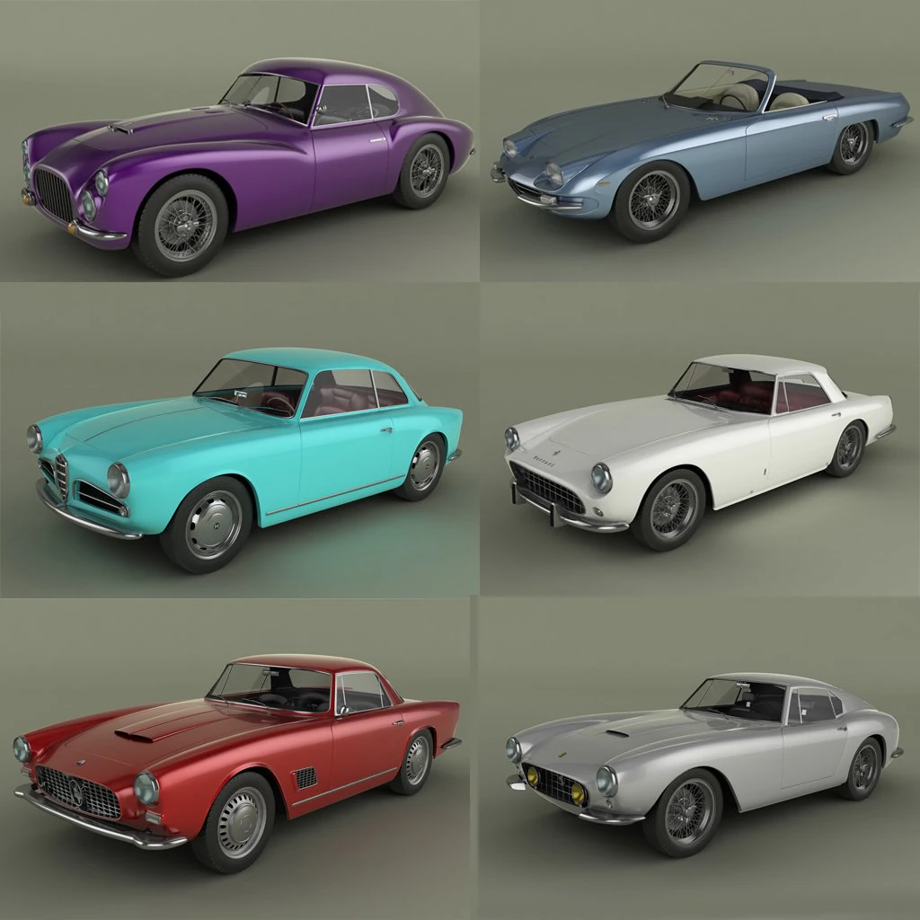 italian classic cars collection pt2 3D Model .c4d .max .obj .3ds .fbx .stl .blend