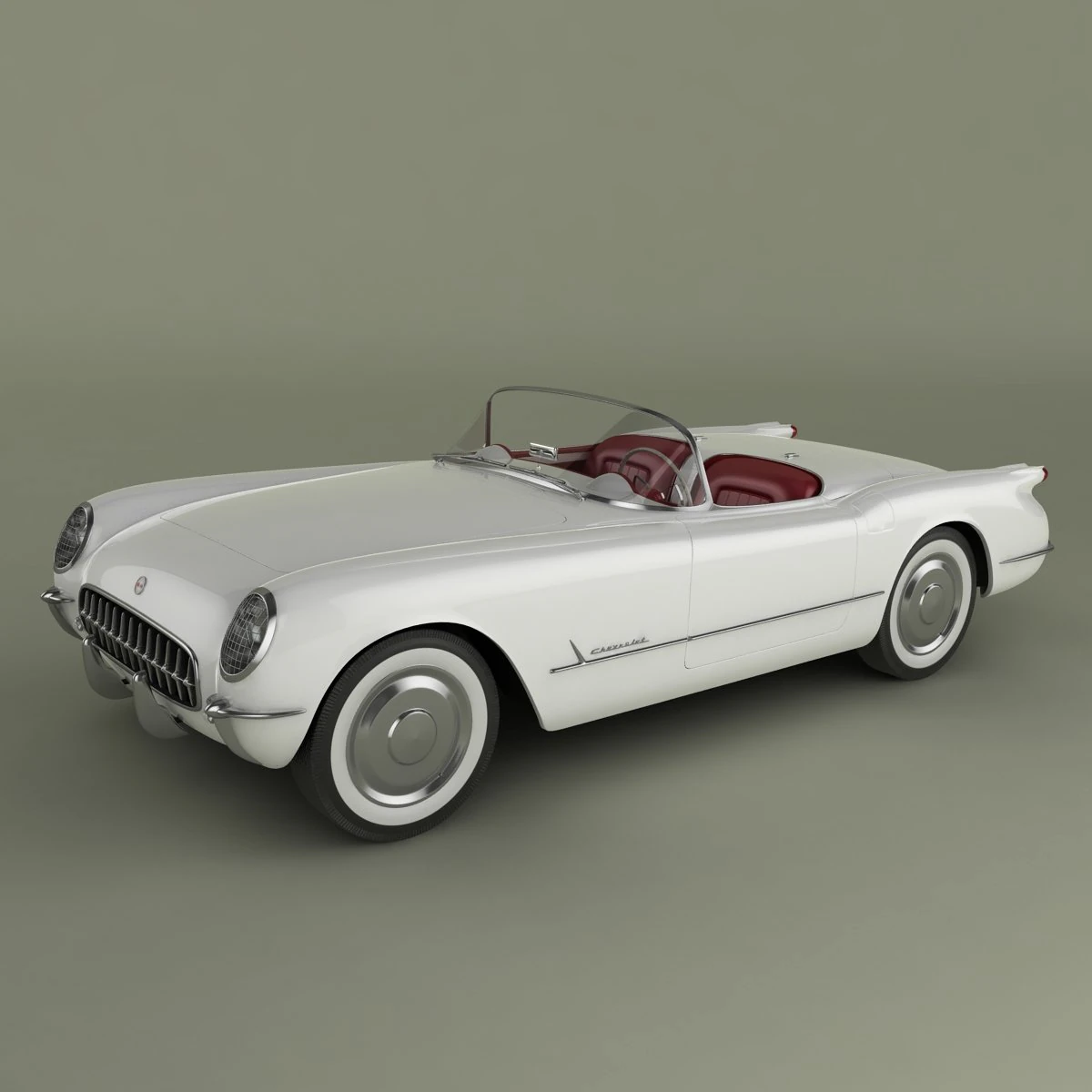 chevrolet corvette 1953 3D Model .c4d .max .obj .3ds .fbx .stl .blend 