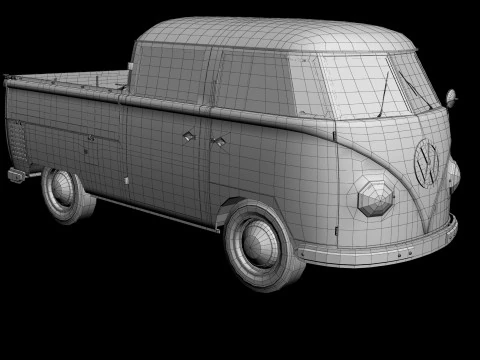 Volkswagen Type 2 Double Cab Pickup 3D Model