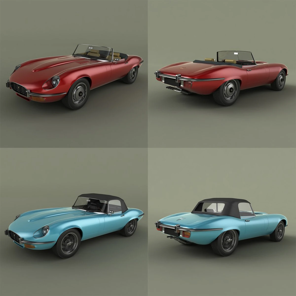 jaguar e type 2 v12 3D Model .c4d .max .obj .3ds .fbx .stl .blend 