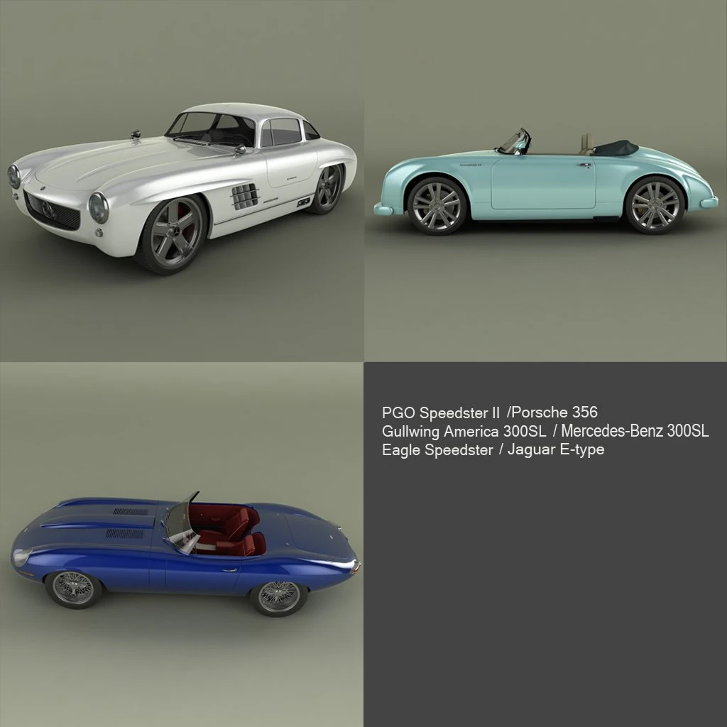 neo classic cars 3D Model .c4d .max .obj .3ds .fbx .stl .blend 