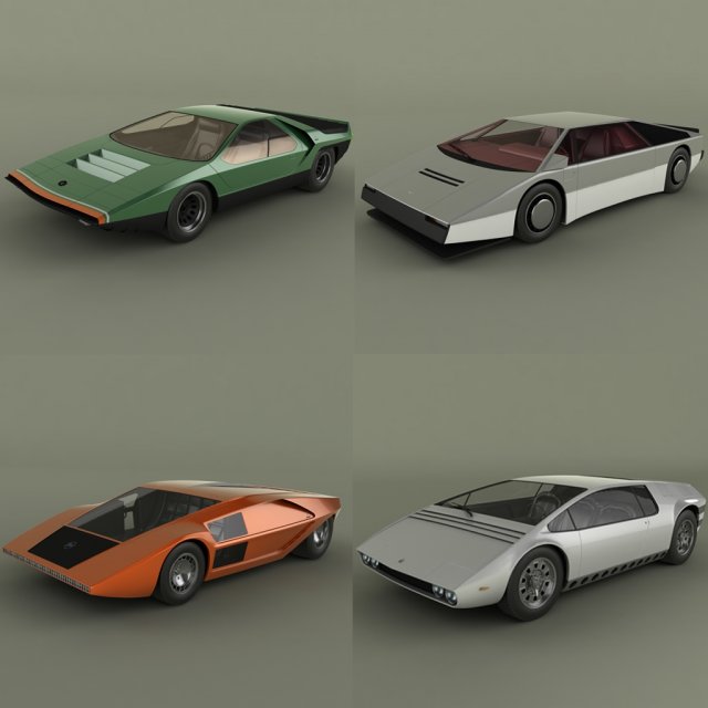 classic concept cars 3D Model .c4d .max .obj .3ds .fbx .stl .blend 