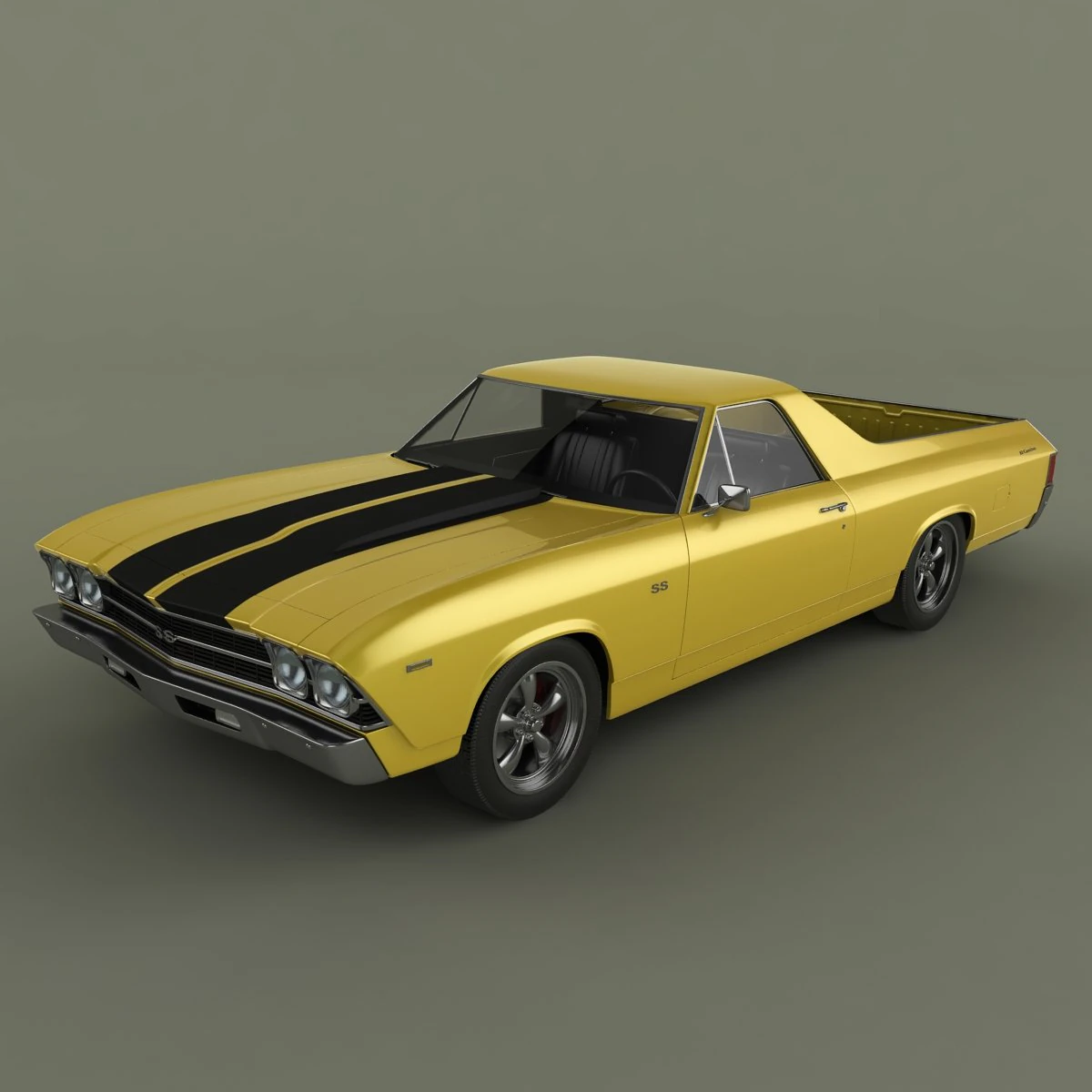 chevrolet el camino 1969 3D Model .c4d .max .obj .3ds .fbx .stl .blend 