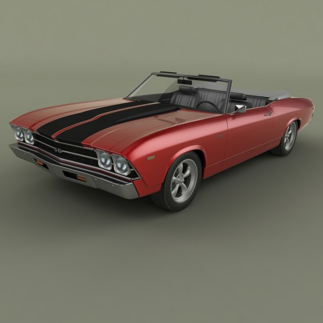 chevrolet chevelle convertible 3D Model .c4d .max .obj .3ds .fbx .stl .blend 