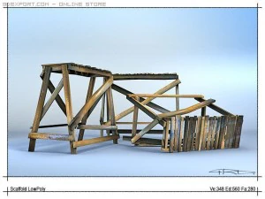 a simple wooden building construction 3D Model