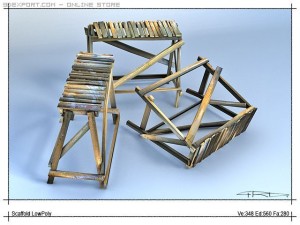 a simple wooden building construction 3D Model